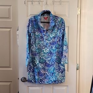 NWT Lilly Pulitzer UPF 50+ Captain Dress, Medium, Turquoise Oasis Half Shell